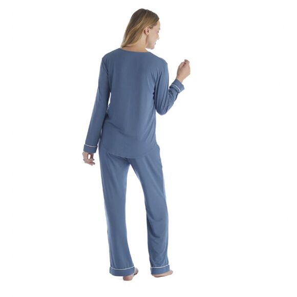 Softies Taylor Long Sleeve Ankle PJ Set 2 Piece Size Small Lakeside Blue - Picture 2 of 16